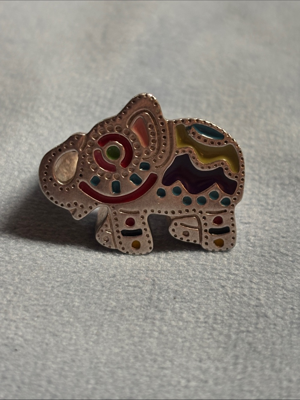 Tous Sterling Enamel Elephant Ring Size 8
